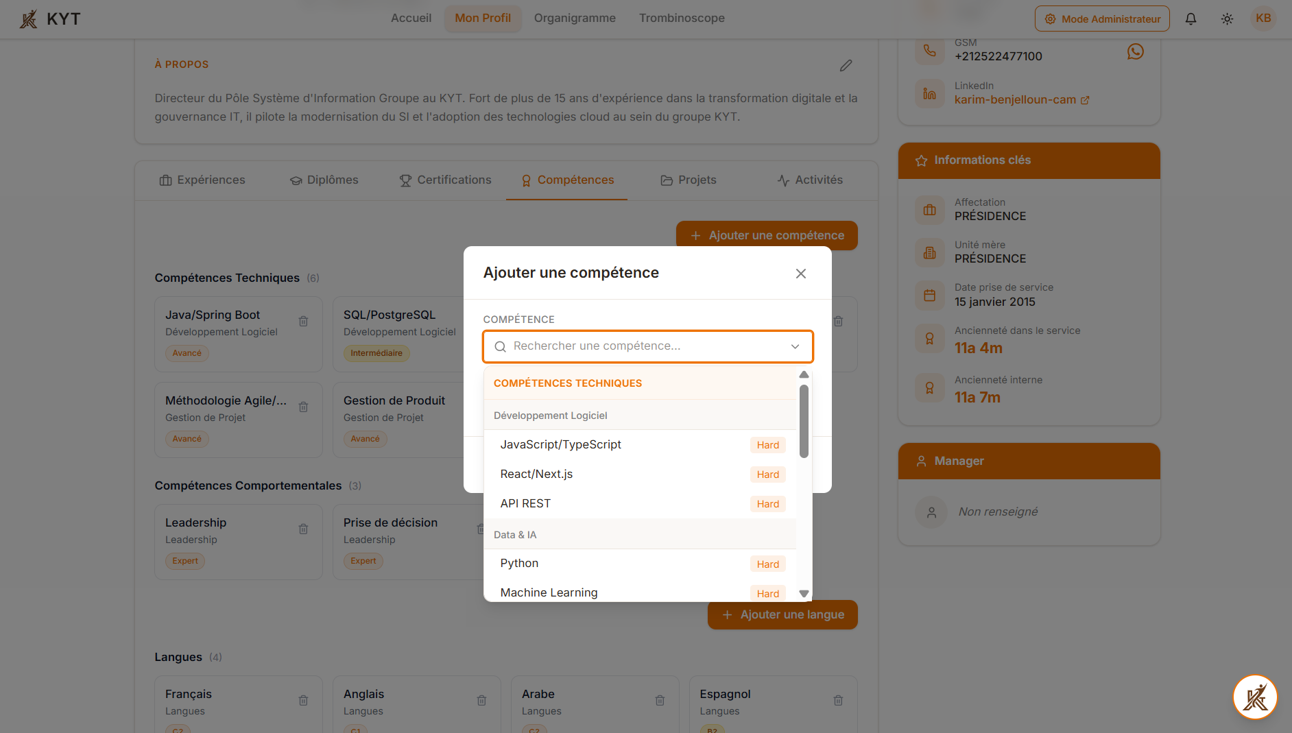 Vos compétences