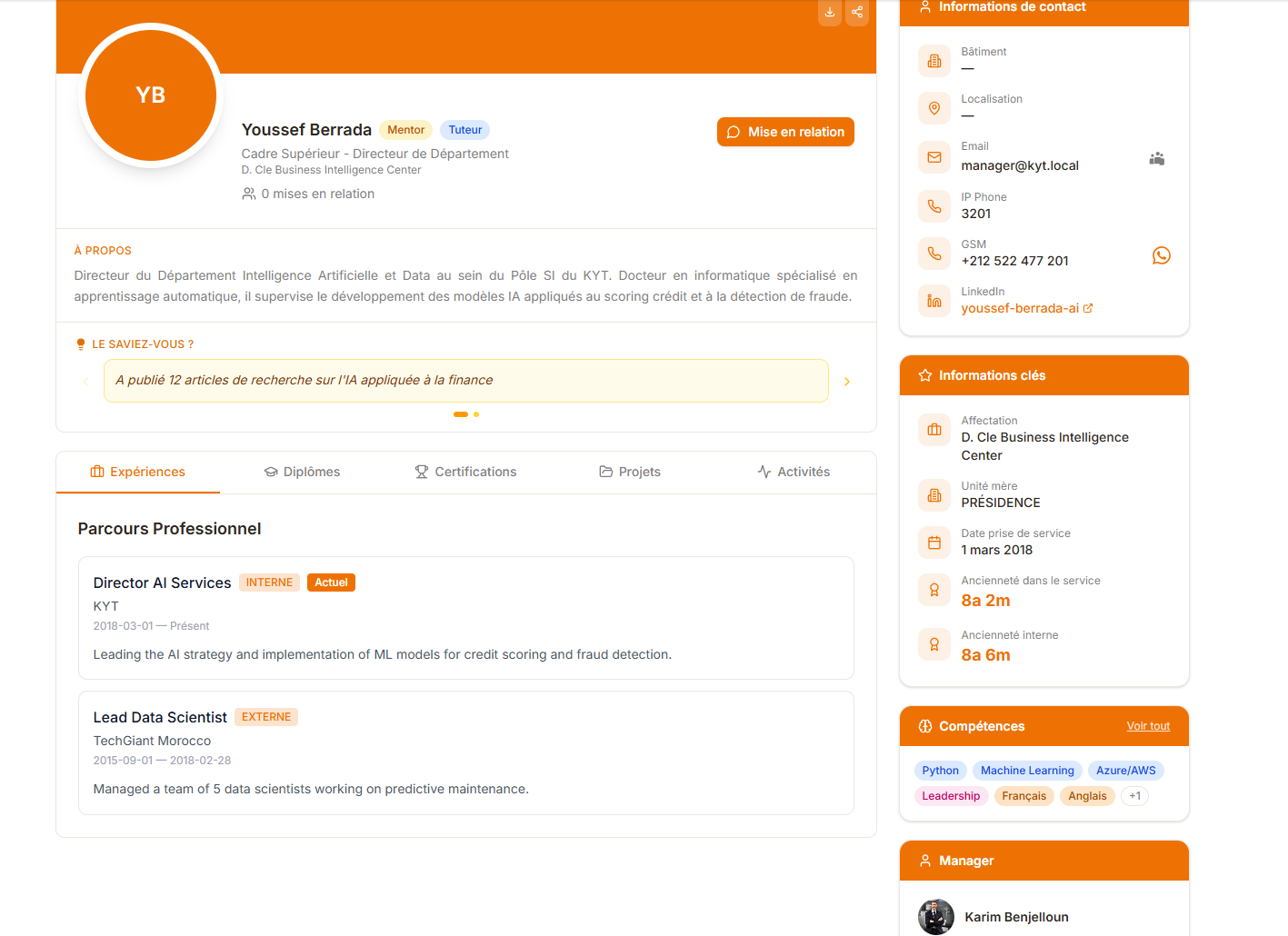 Profil collègue